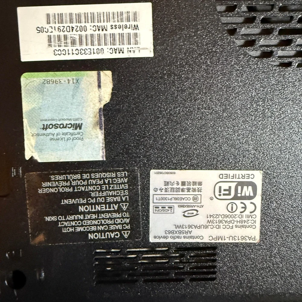 Toshiba Satellite L305-S5921 Laptop Intel Pentium Windows Vista Black only parts